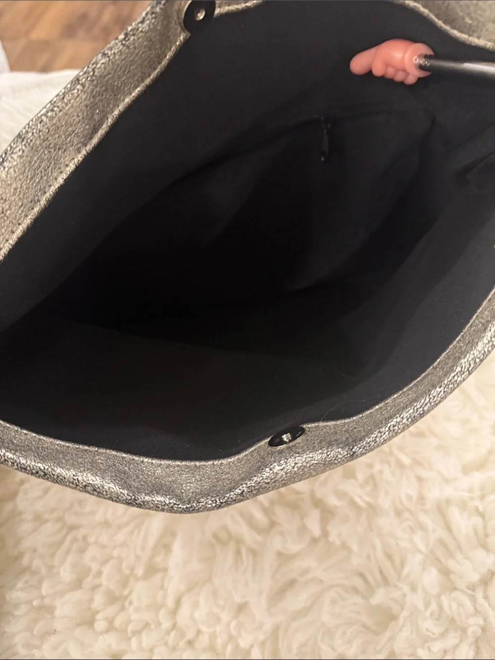 Elegant Anthropologie Distressed Pewter Pearl Silver Clutch Bag fold over style